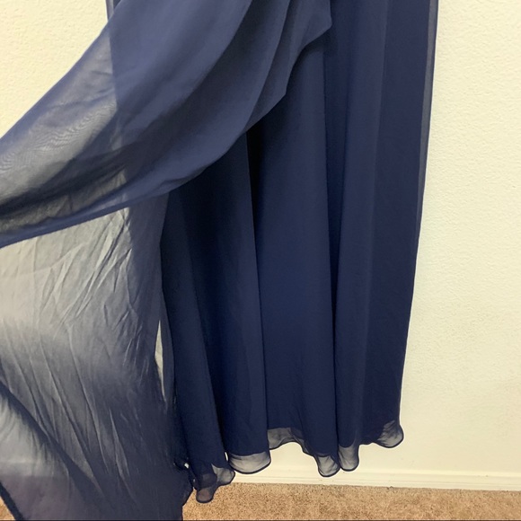 Calvin Klein Blue Halter Neck Beaded Bodice Gown Size 6 - Picture 9 of 13